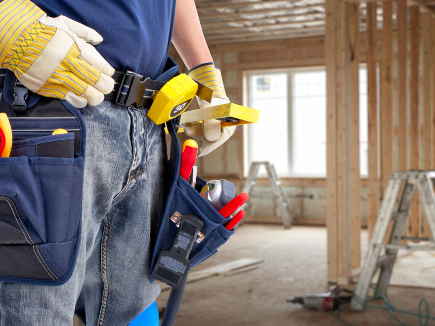 Handyman working on a house