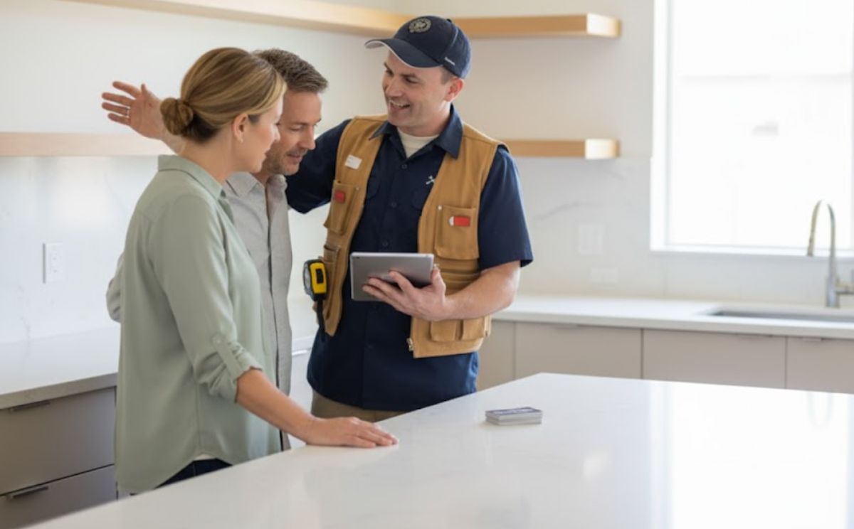 vancouver handyman giving rates and a quote to a client